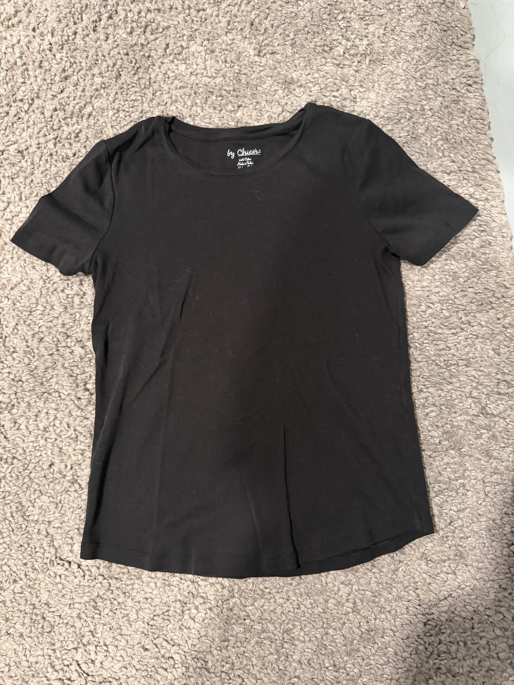 Chico's Black Short Sleeve Crewneck Tee